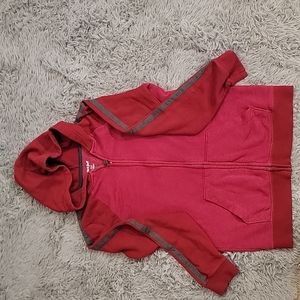 Boys XL Red and Grey stripped zip up hoodie.